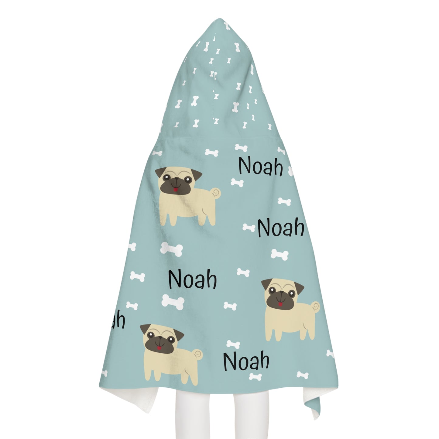 Personalized Pug Kids Hooded Towel – Name Customizable Beach & Bath Wrap for Toddlers