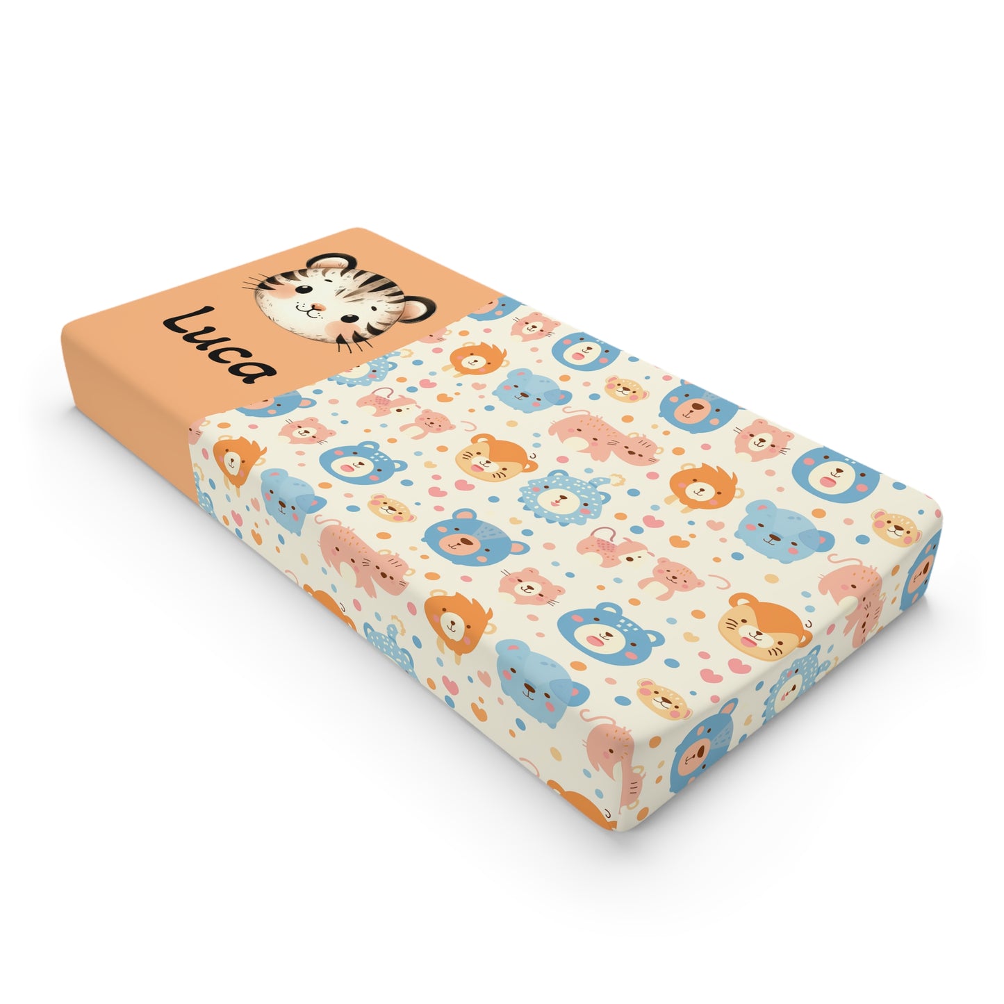 Personalized Baby Changing Pad Cover – Cute Pastel Safari Animal Design (Custom Name)