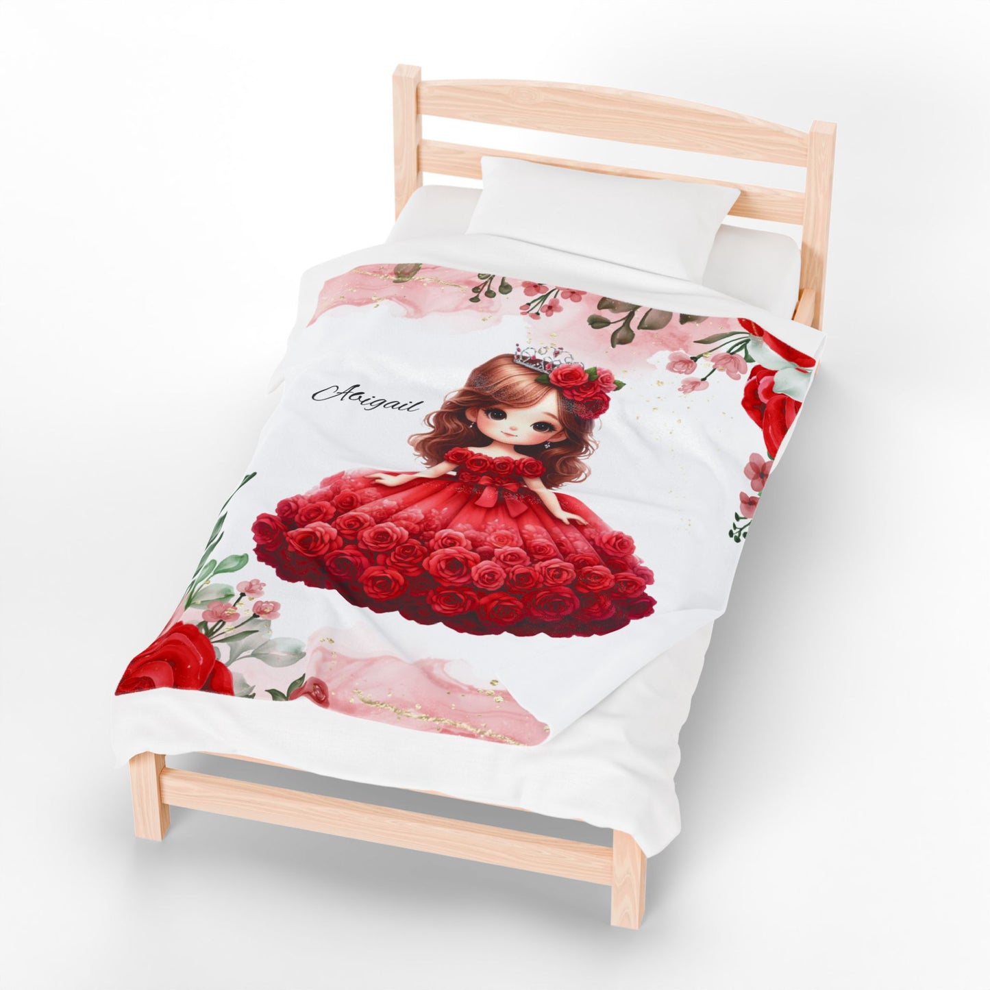 Personalized Velveteen Plush Blanket with Floral Fairy Design, Cozy Gift for Kids, Nursery Décor, Soft Throw for Birthdays, Baby Showers