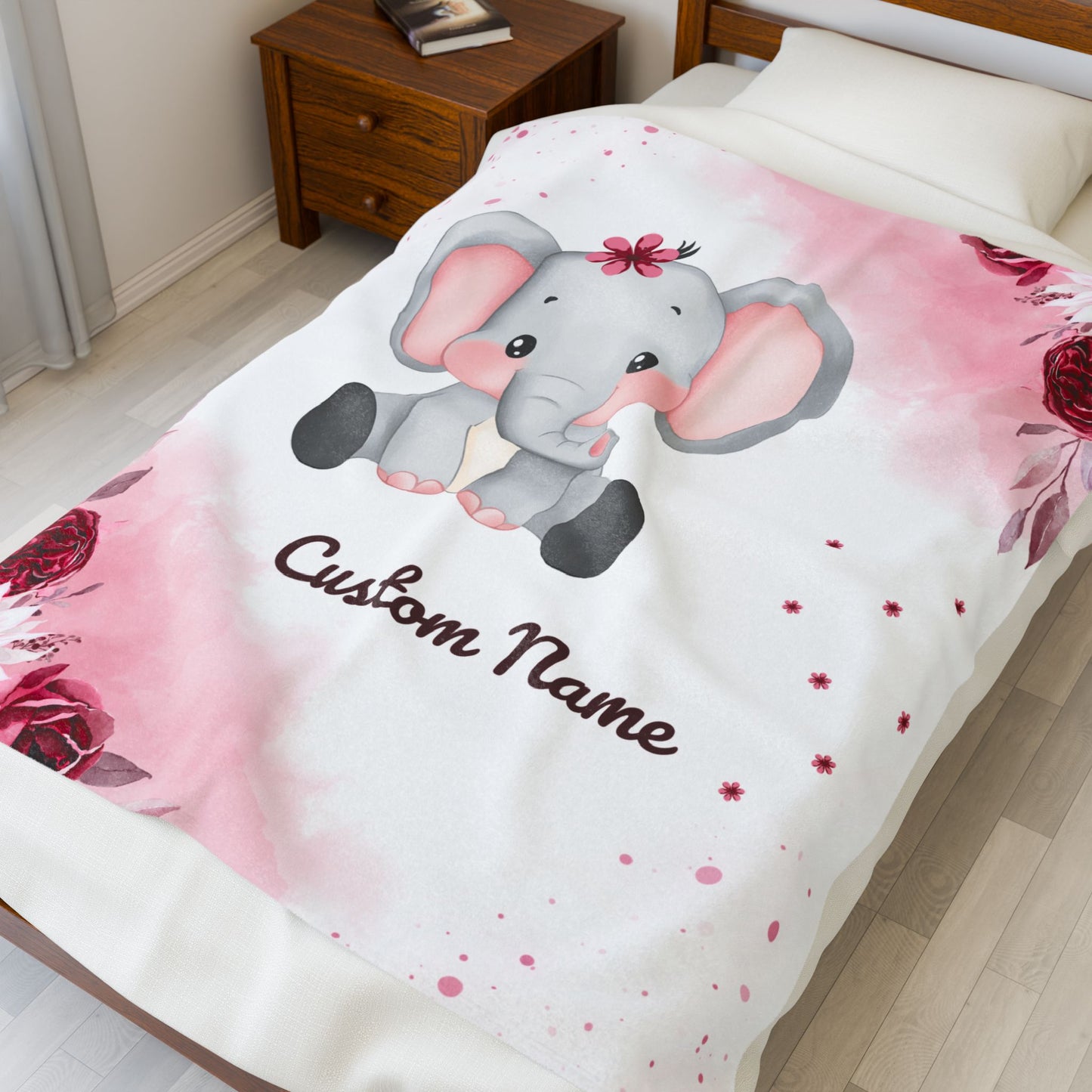 Custom Elephant Plush Blanket for Baby, Soft Baby Gift, Nursery Decor, Personalized Throw, Cuddle Blanket, Baby Shower Gift
