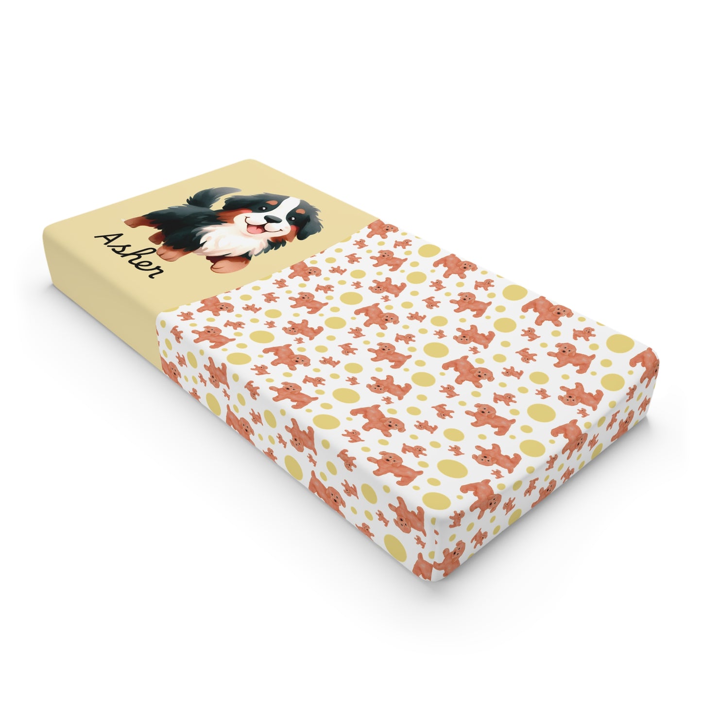 Baby Changing Pad Cover — Personalized Woodland Puppy Pattern with Name