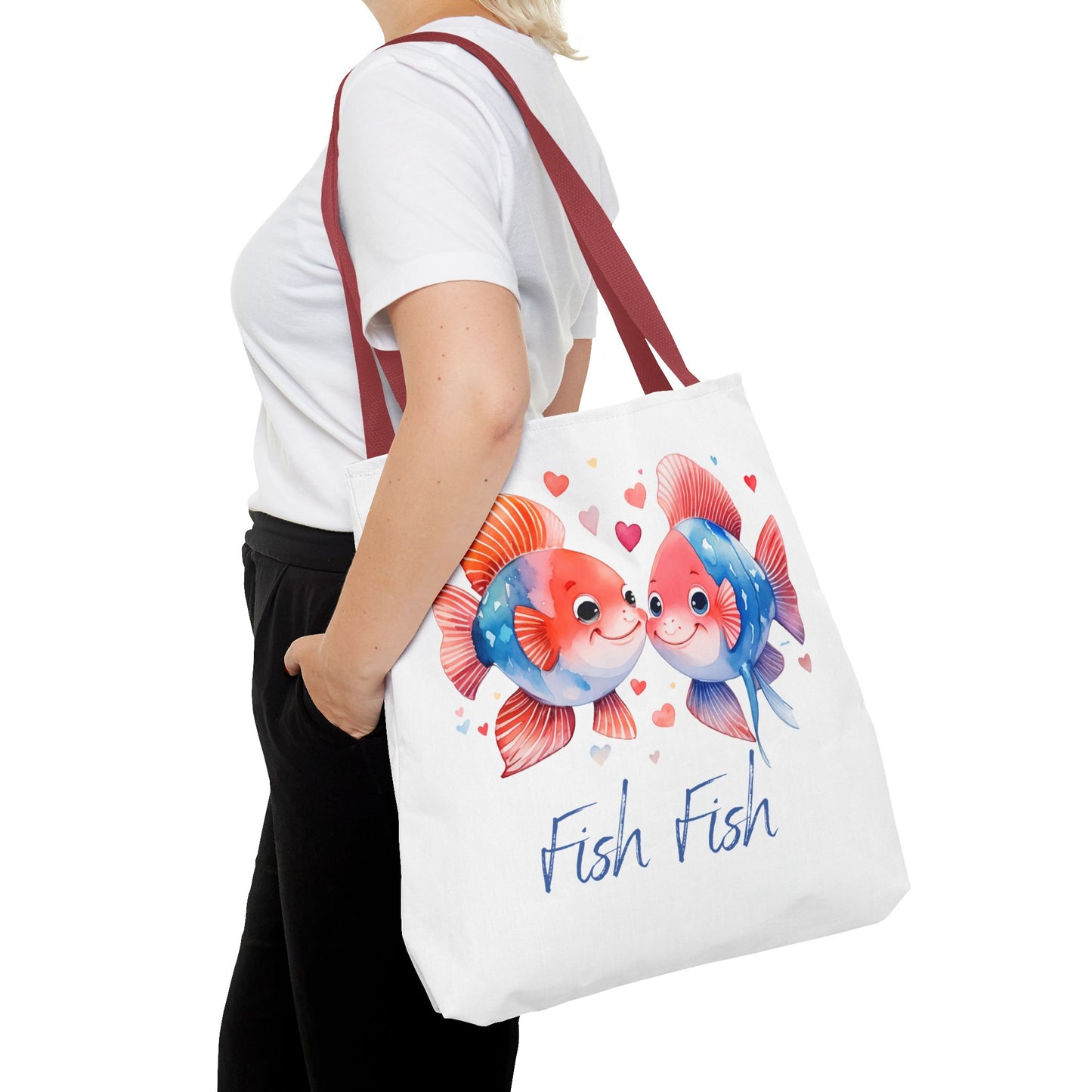 Cute Fish Couple Tote Bag — 'Fish Fish' Romantic Sea Life Beach Shopper