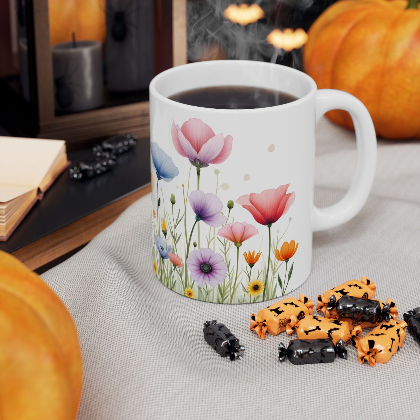 Floral Meadow Ceramic Mug — Watercolor Wildflower Coffee Cup (11oz & 15oz)