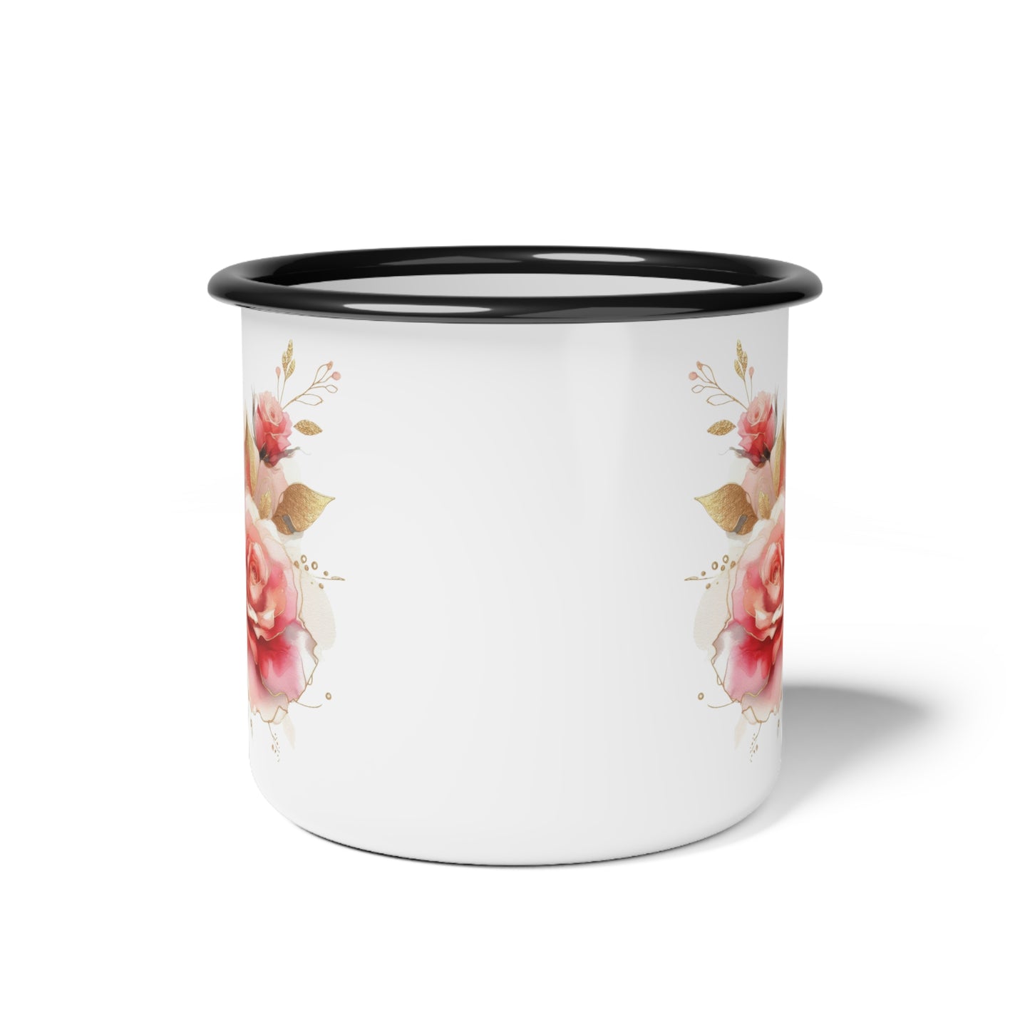 Floral Enamel Camp Cup - Vintage Rose Design for Camping & Home