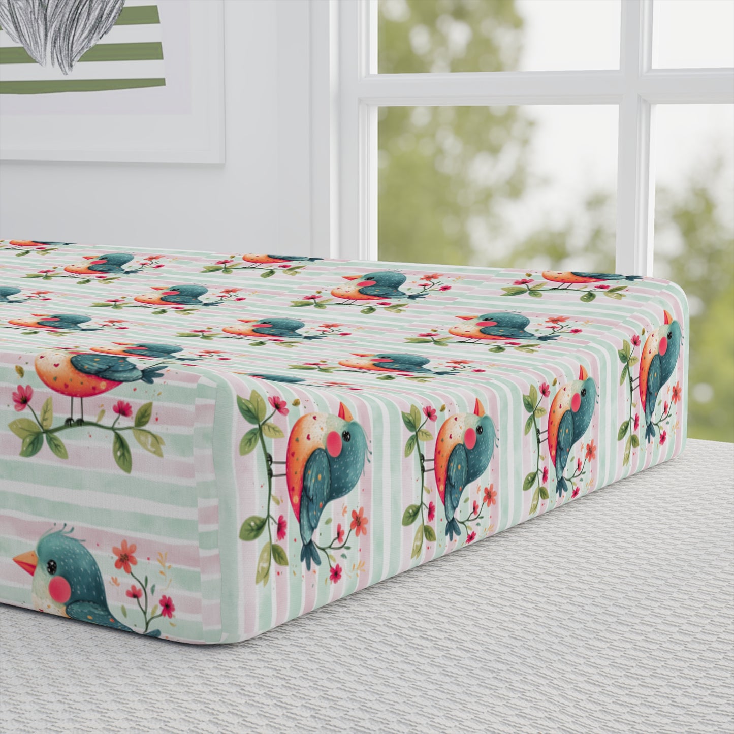 Bird Baby Changing Pad Cover — Soft Nursery Accent
