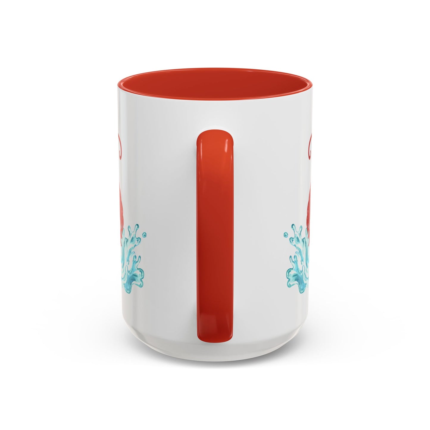 Cheerful red lobster emerging from stylized blue waves Coffee Mug