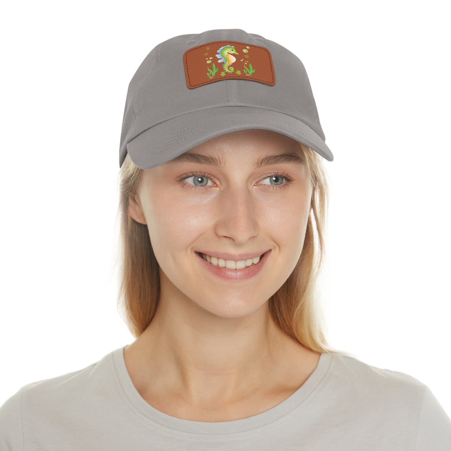 Seahorse with a focus on the natural world Dad Hat with Leather Patch (Rectangle)