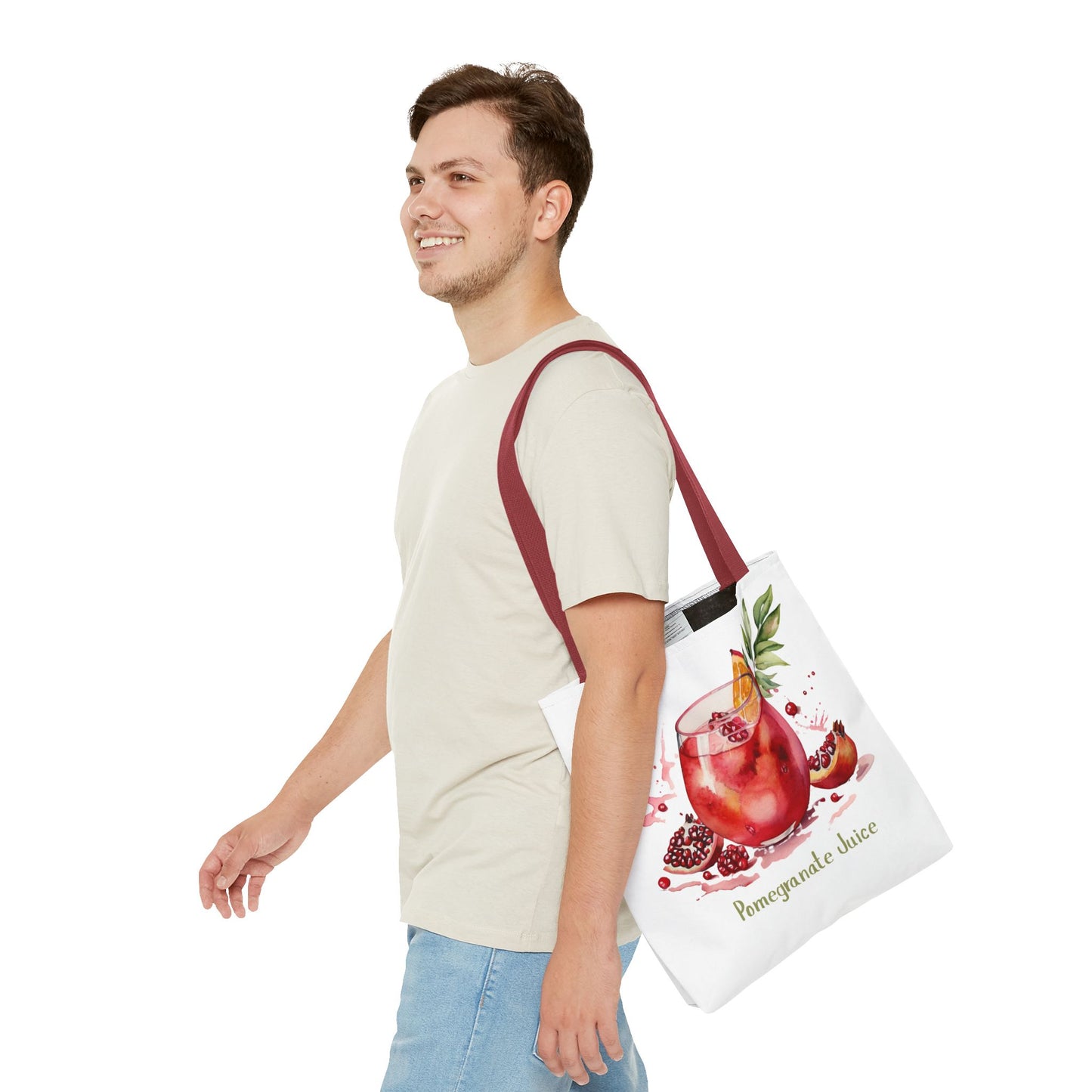 Pomegranate Juice Tote Bag — Watercolor Fruit Canvas Tote