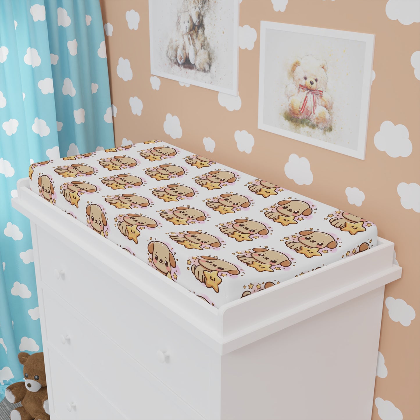Baby Changing Pad Cover — Cute Star Puppy Pattern