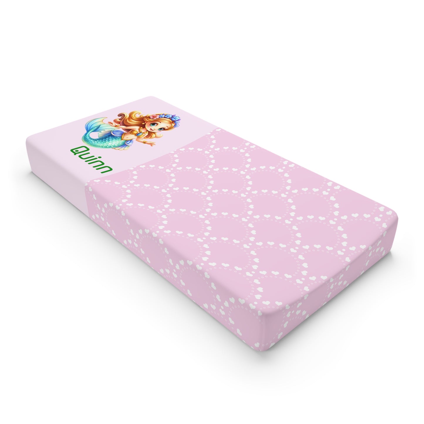 Changing Pad Cover – Personalized Pink Mermaid Design (Name Option)