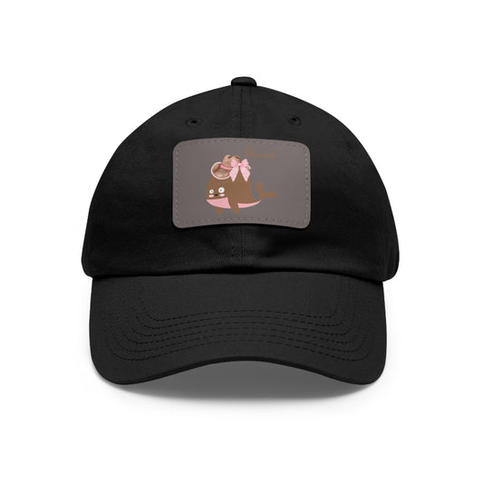 Whale wearing a cowboy hat with a pink bow Dad Hat with Leather Patch (Rectangle)
