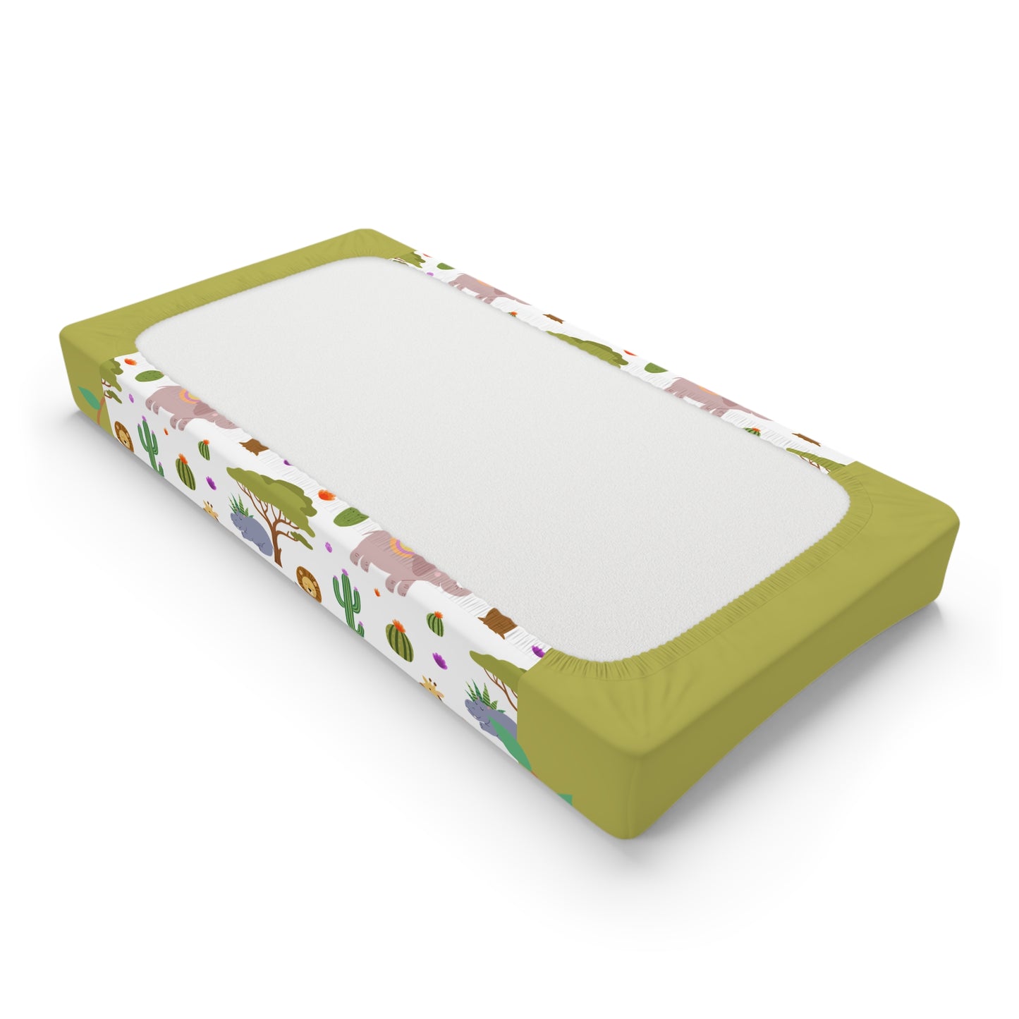 Safari Baby Changing Pad Cover — Cute Jungle Animals Print