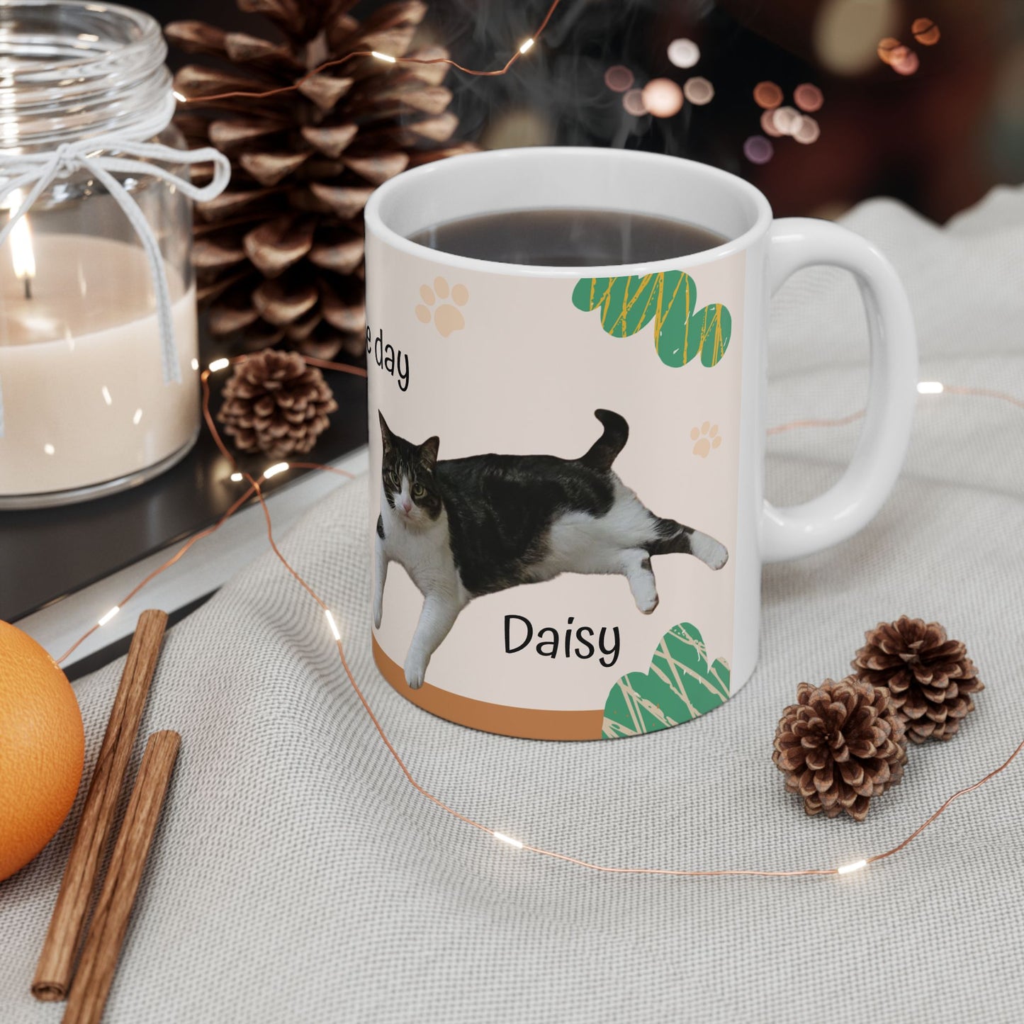 Have a Nice Day Cat Mug — Cute Tuxedo Cat Ceramic Coffee Cup (11oz & 15oz)