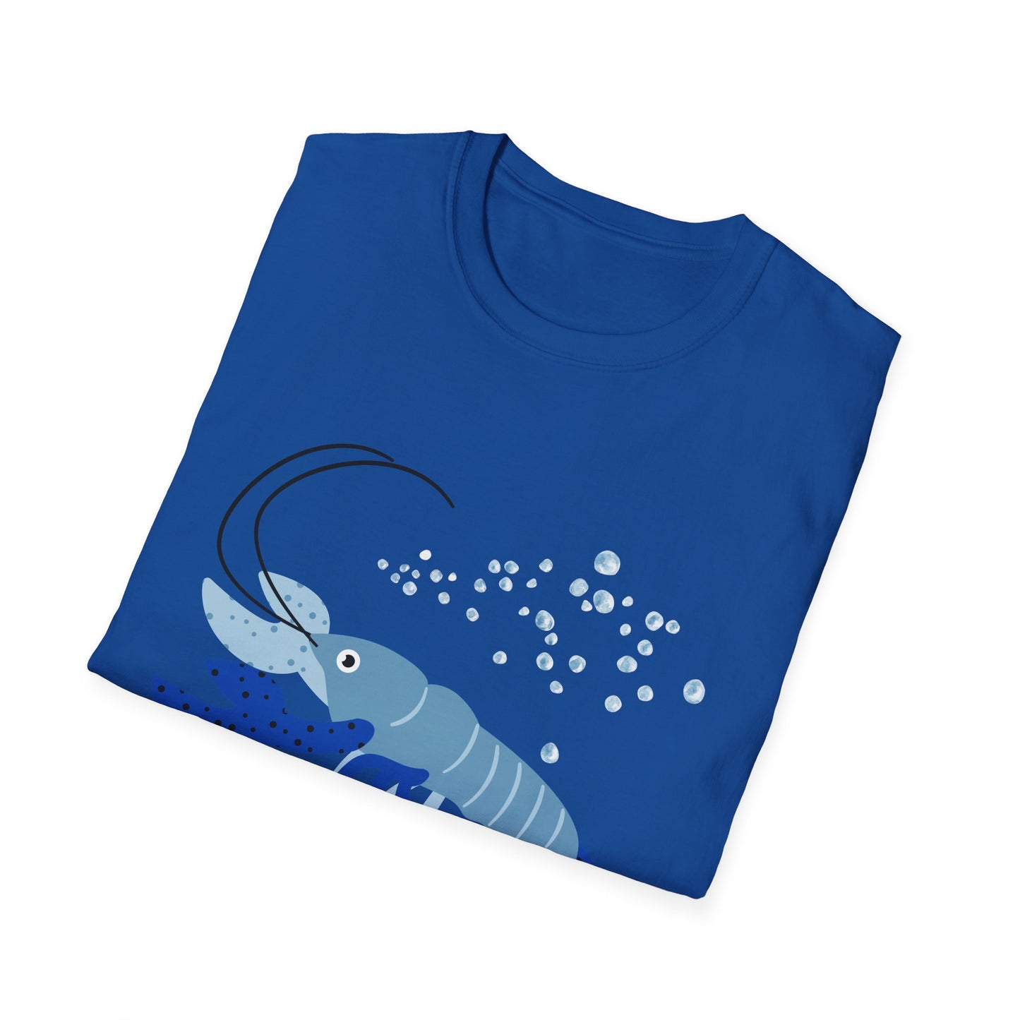 Blue Lobster Unisex Softstyle T-Shirt, Seafood Lover Tee, Summer Casual Wear, Beach T-Shirt, Gift for Foodies