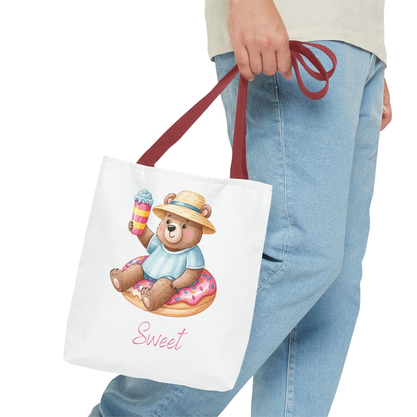 Sweet Bear Beach Tote - Cute Summer Teddy on Donut Float