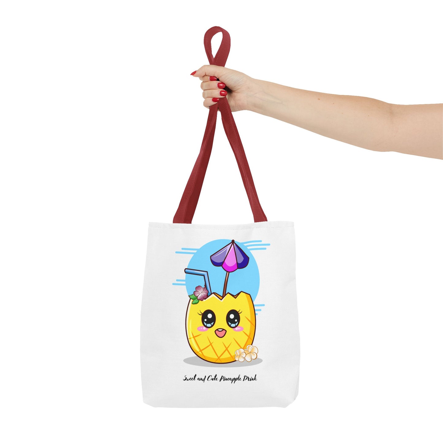 Pineapple Picnic Tote Bag — Cute Kawaii Tropical Drink Design