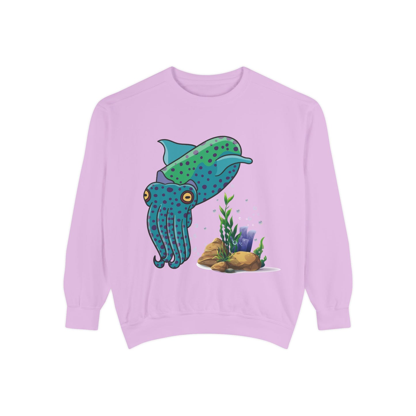 Cute with marine habitat coral and bubbles Unisex Garment-Dyed Sweatshirt