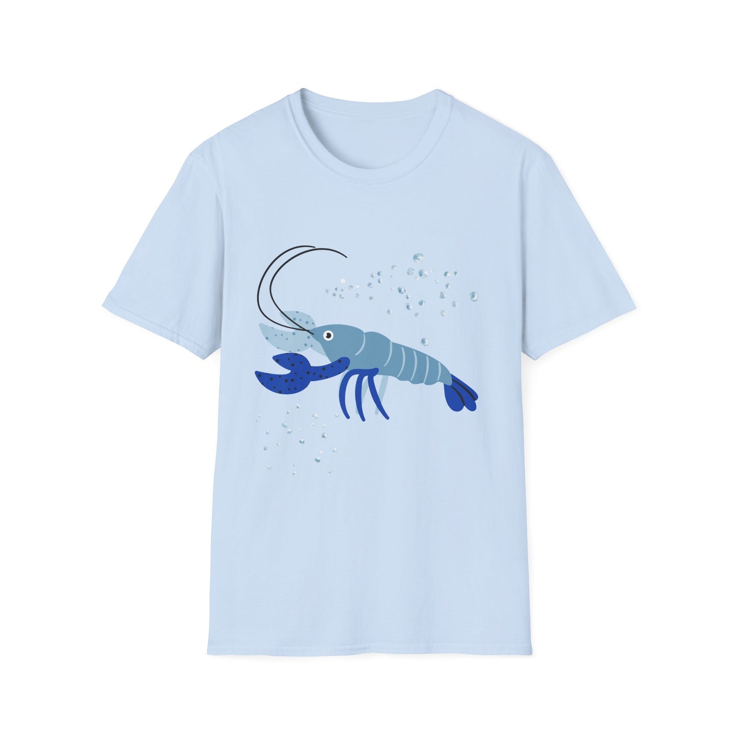 Blue Lobster Unisex Softstyle T-Shirt, Seafood Lover Tee, Summer Casual Wear, Beach T-Shirt, Gift for Foodies