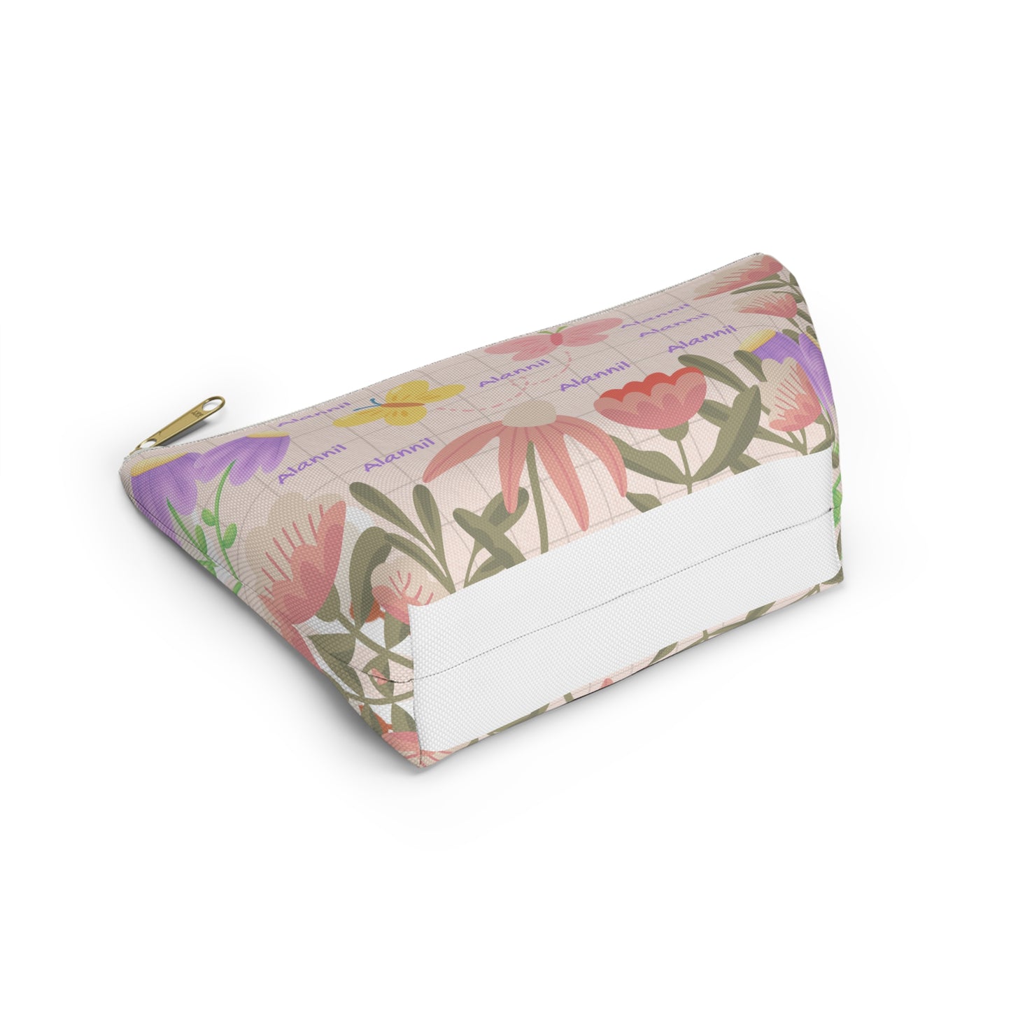 Floral Butterfly Accessory Pouch — Personalized T-Bottom Makeup Bag