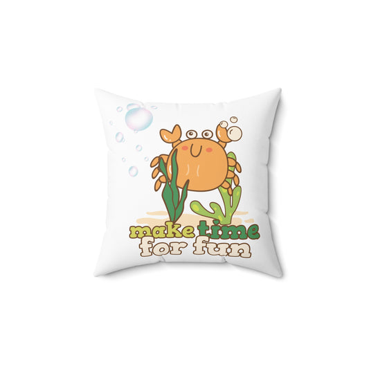 Cartoon crab lllusstration promoting joy and playfulness Spun Polyester Square Pillow
