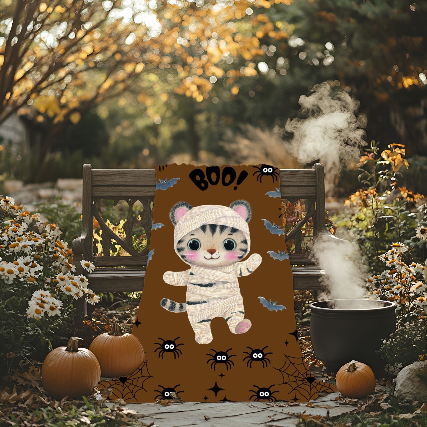 Cute Tiger Halloween Plush Blanket, Cozy Throw for Kids, Soft Fleece Blanket, Halloween Decor, Perfect Gift for Fall Celebrations