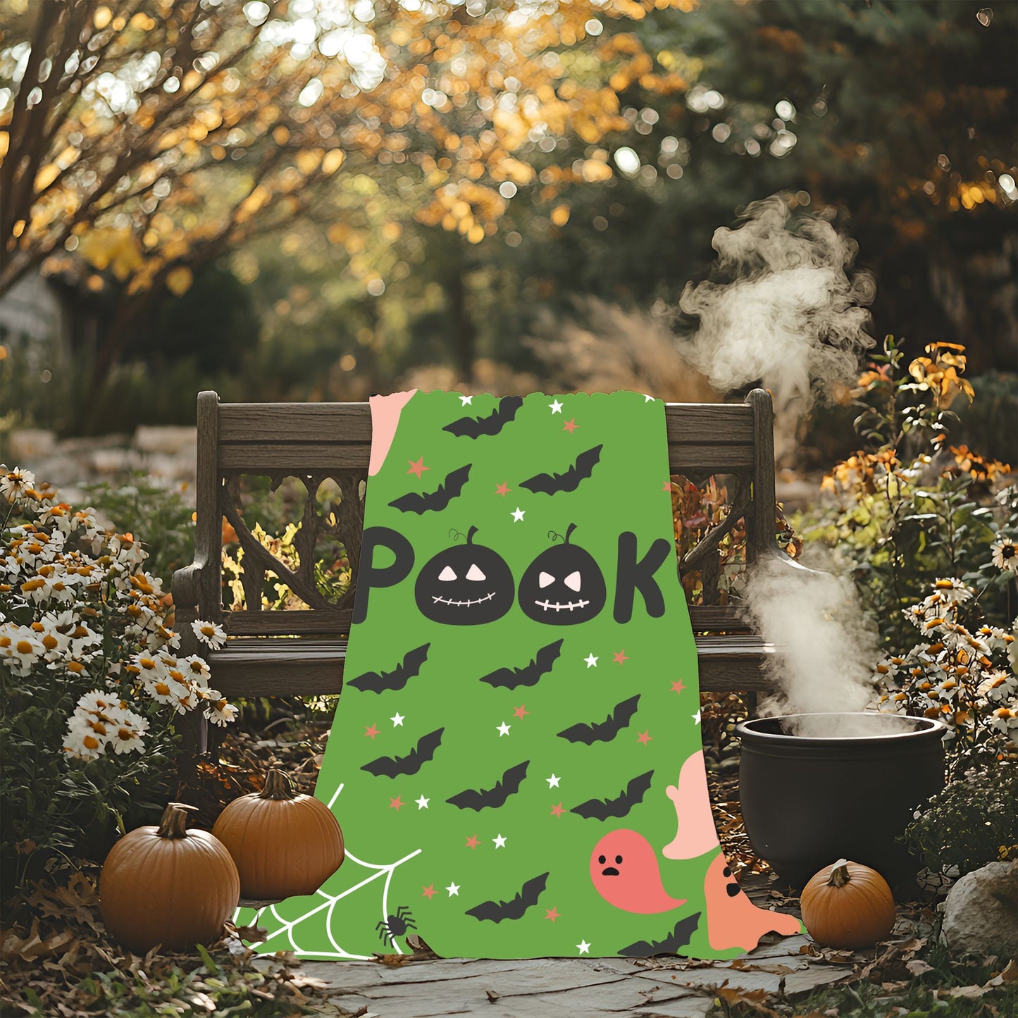 Spooky Ghosts Velveteen Plush Blanket | Cozy Halloween Throw | Soft Fall Decor | Kids Halloween Gift | Warm Plush Blanket