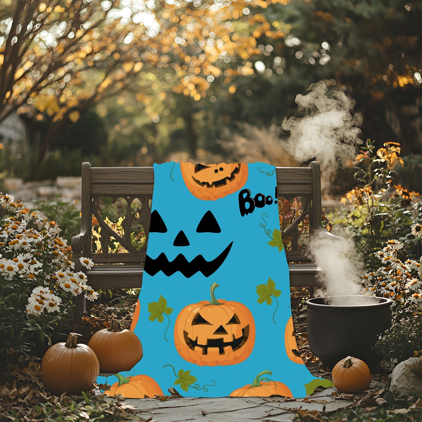 Halloween Pumpkin Plush Blanket, Cozy Throw for Fall Decor, Spooky Home Accents, Perfect for Trick or Treating
