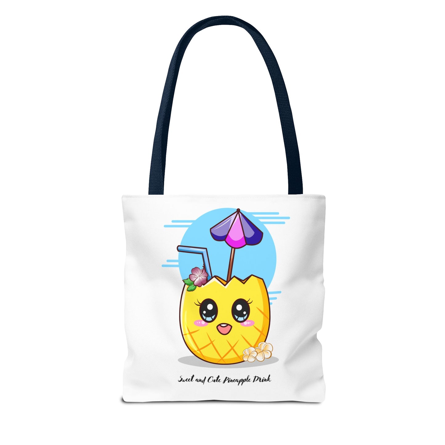 Pineapple Picnic Tote Bag — Cute Kawaii Tropical Drink Design