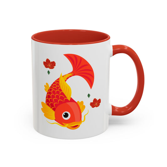 Goldfish with flowing fins and red blossoms Coffee Mug