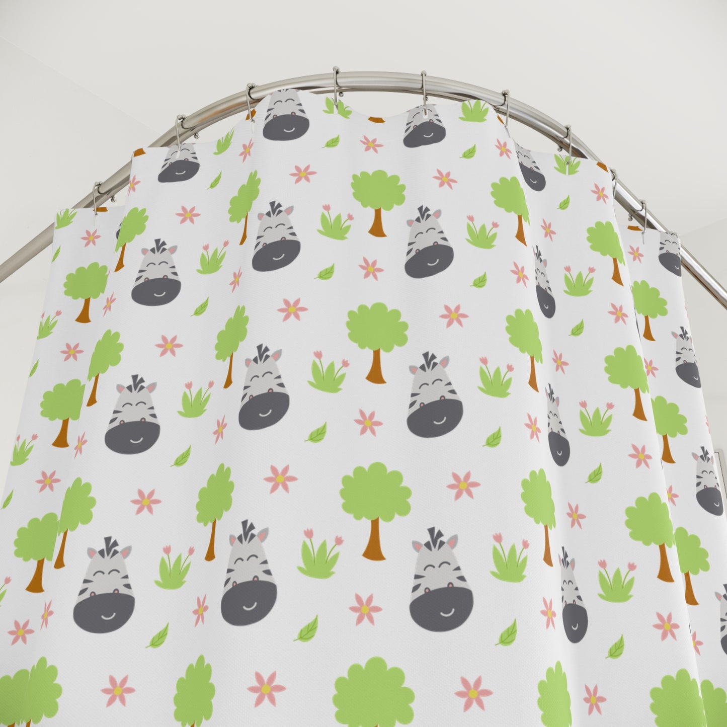 Totoro Forest Pattern Shower Curtain — Cute Studio Ghibli-Inspired Woodland Bathroom Decor