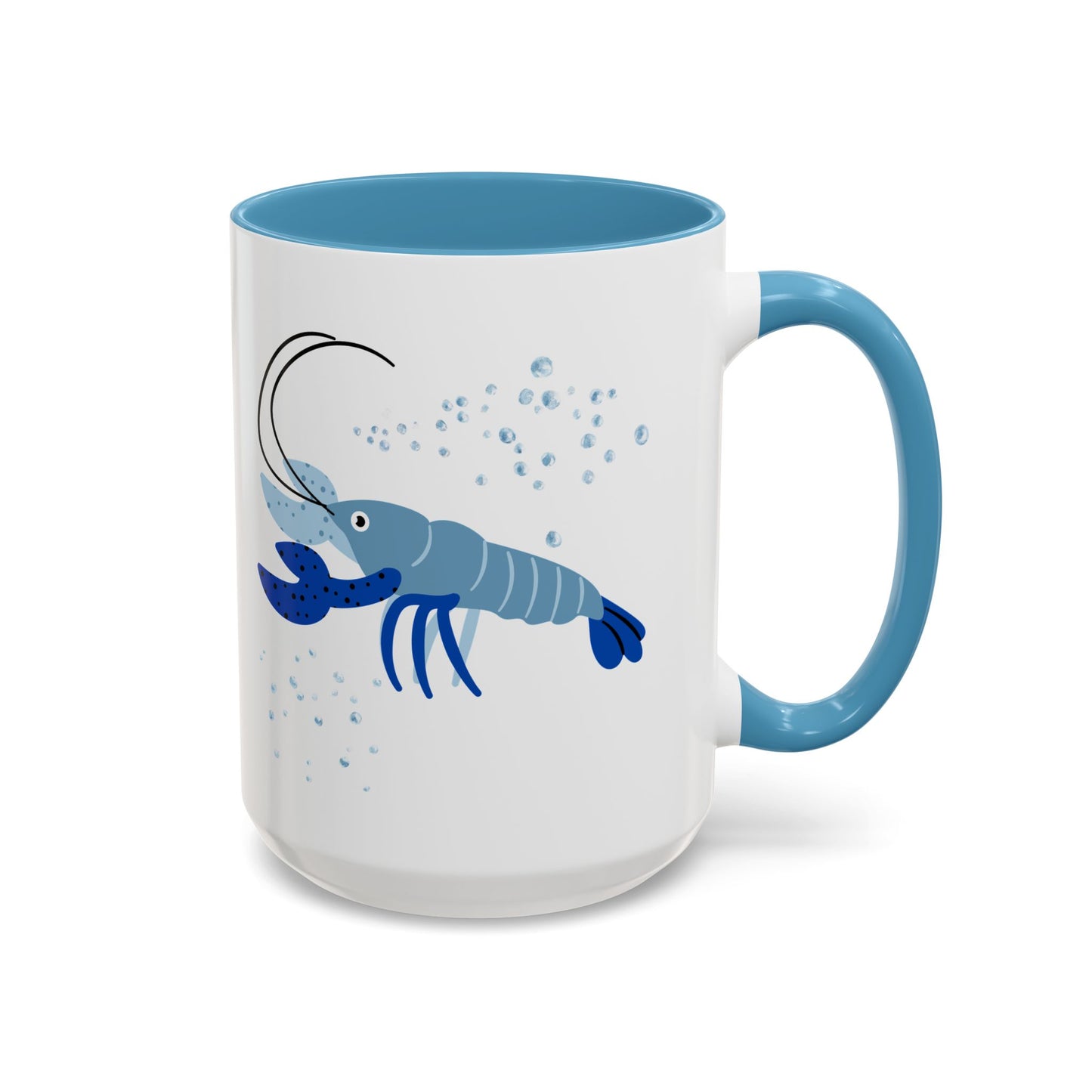 Blue shrimp with dark blue claws and bubbles Coffee Mug