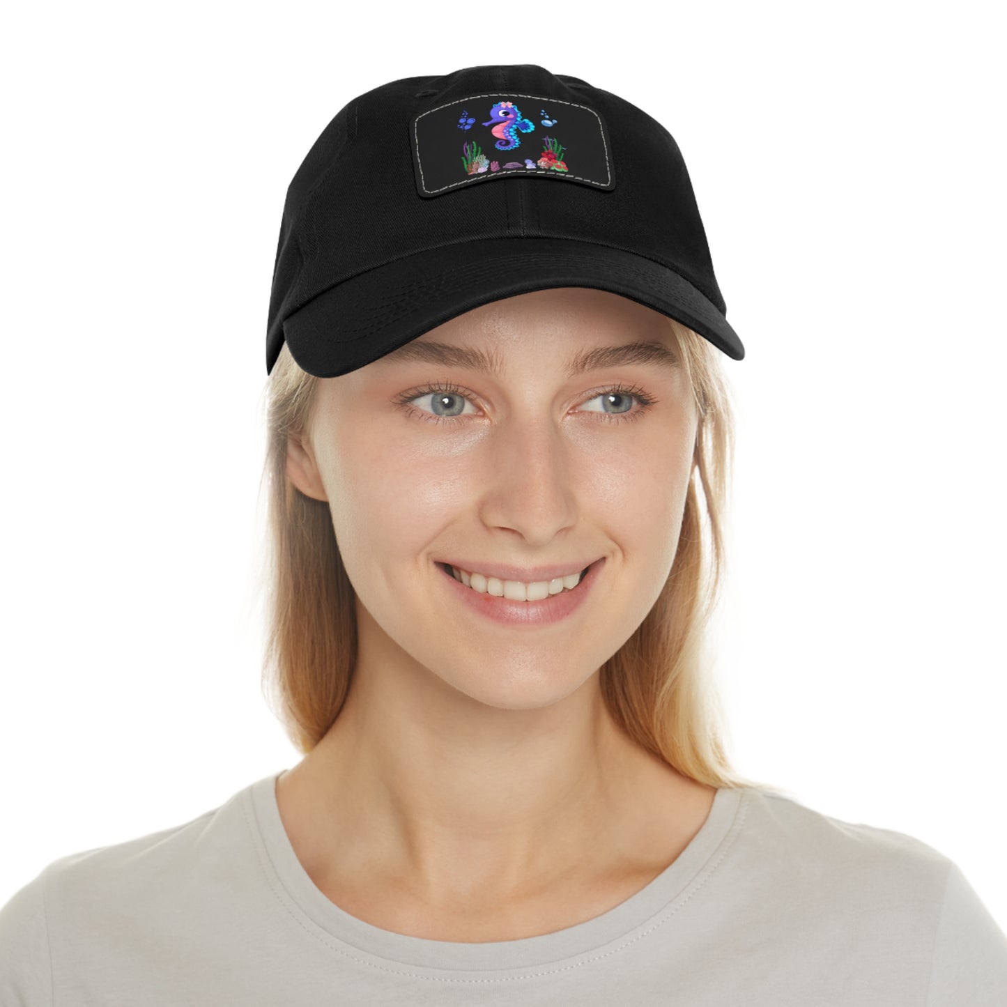 Seahores playful under the sea Dad Hat with Leather Patch (Rectangle)