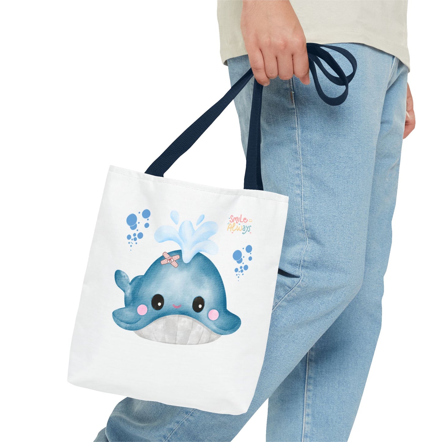 Whale with a bandage and bubble Tote Bag