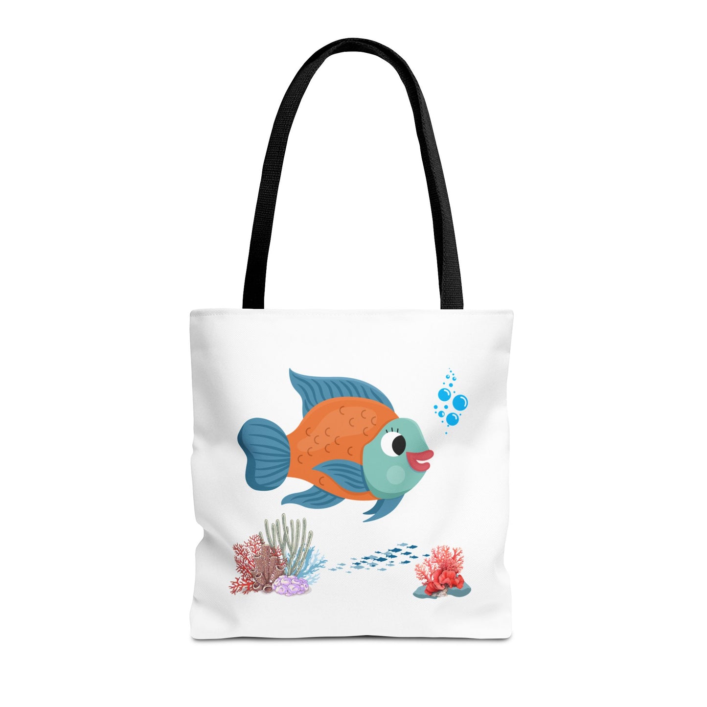 Orange and blue fish with coral and bubble Tote Bag