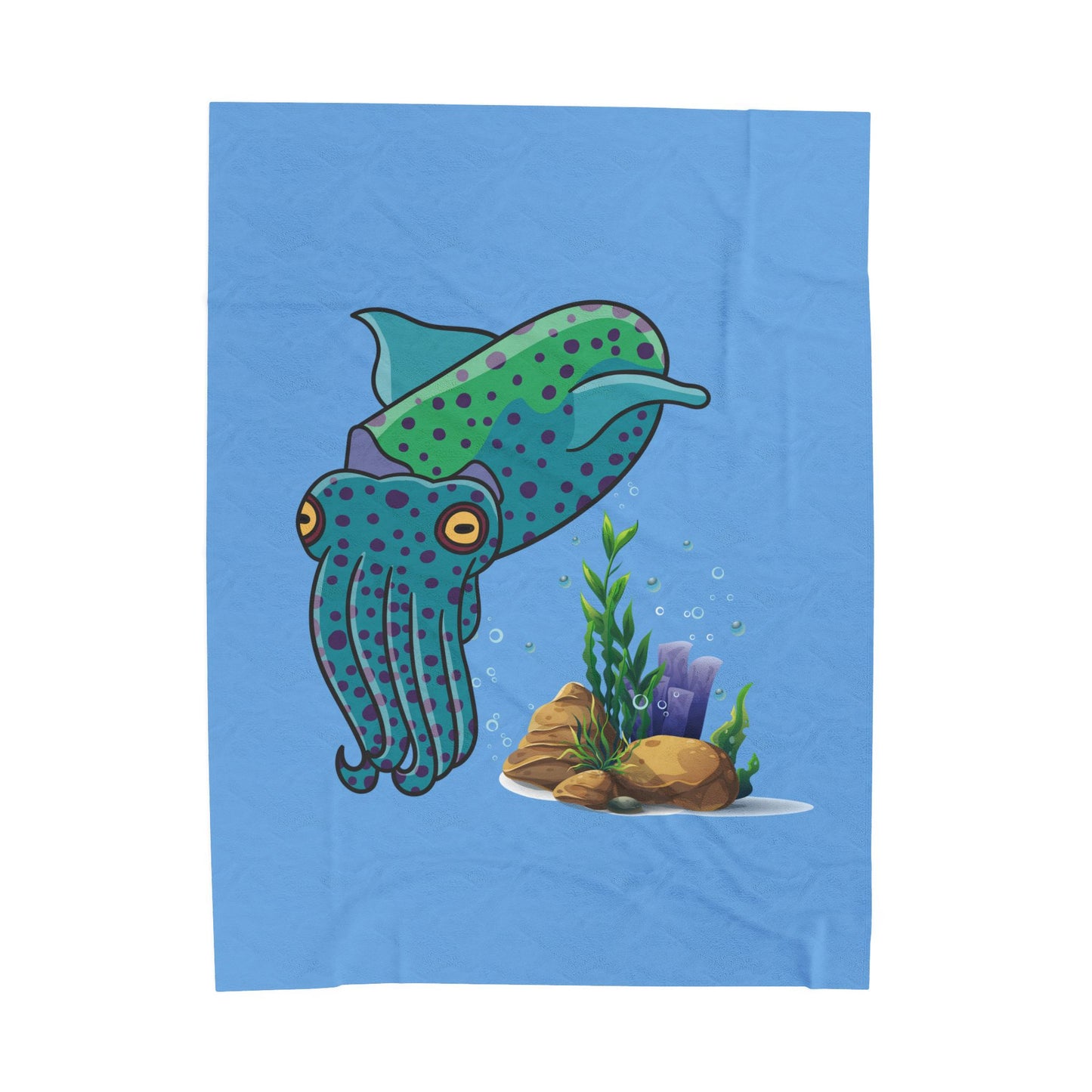 Cute with marine habitat coral and bubbles Velveteen Plush Blanket