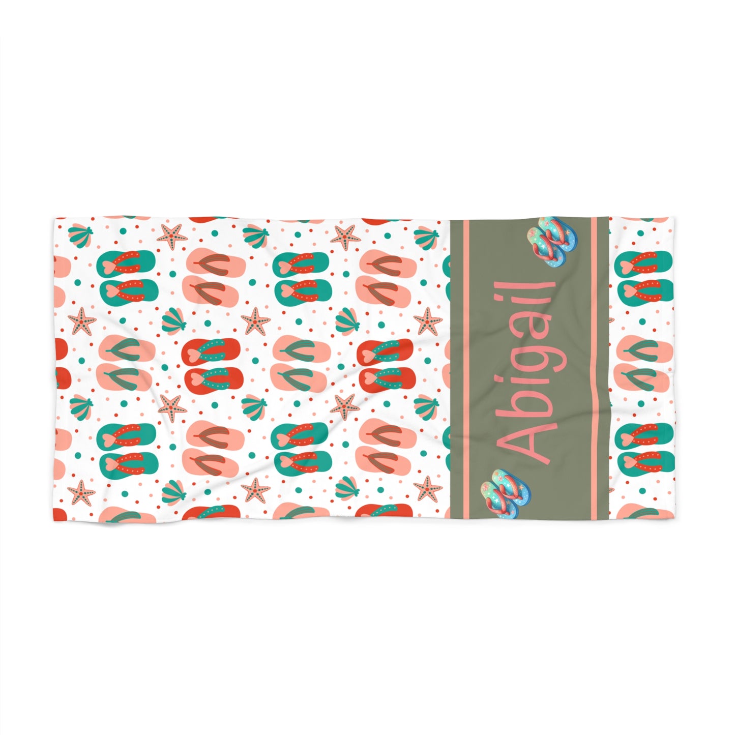 Personalized Flip-Flop Beach Towel — Custom Name Summer Towel