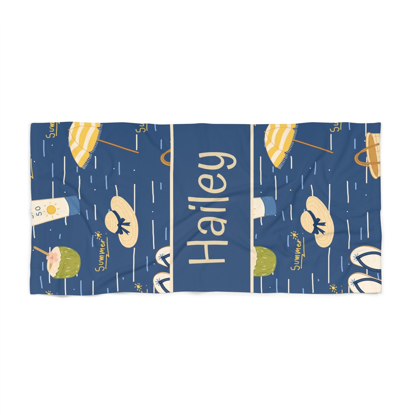 Personalized Nautical Beach Towel — Custom Name 'Hailey' Summer Pool & Vacation Towel