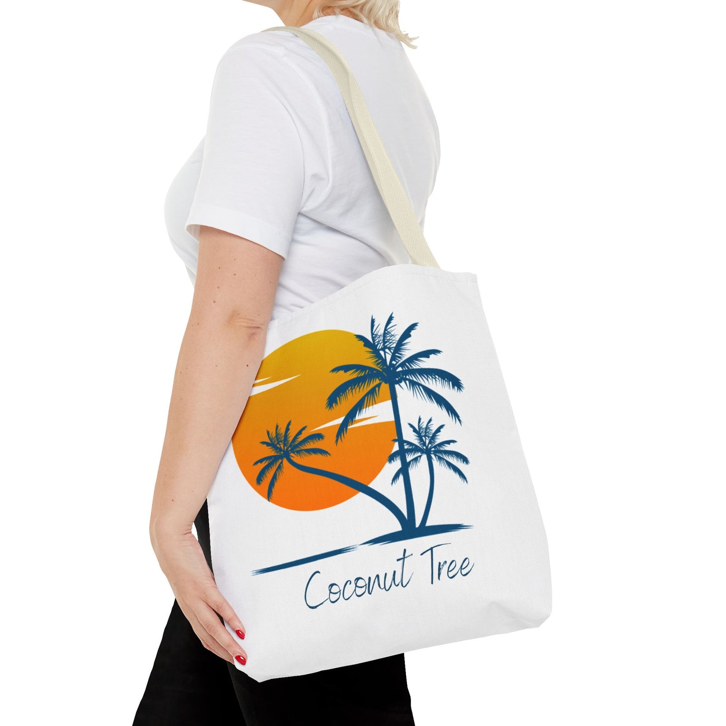 Coconut Tree Tote Bag — Tropical Sunset Beach Canvas Tote