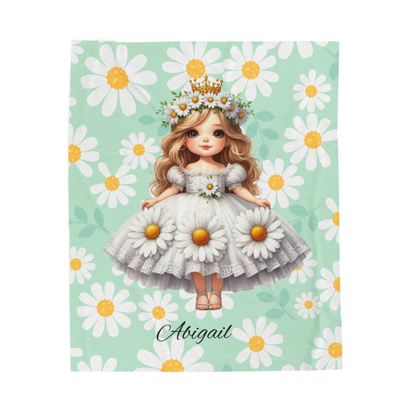 Personalized Floral Velveteen Plush Blanket | Cozy Gift for Kids, Nursery Decor, Birthday, Baby Shower, Home Decor