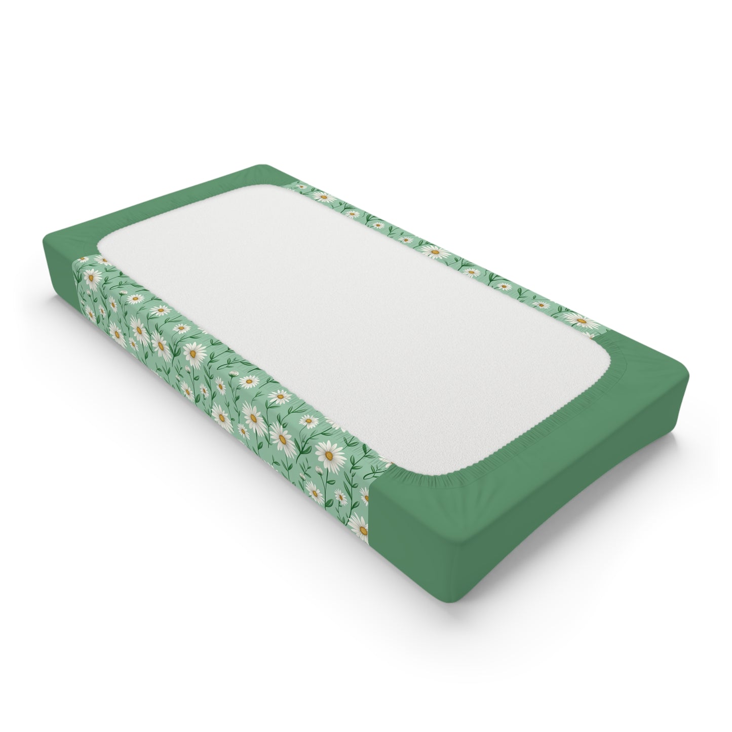 Daisy Meadow Baby Changing Pad Cover — Personalized Green Floral
