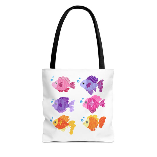 Six fish with cartoonish bubbles Tote Bag