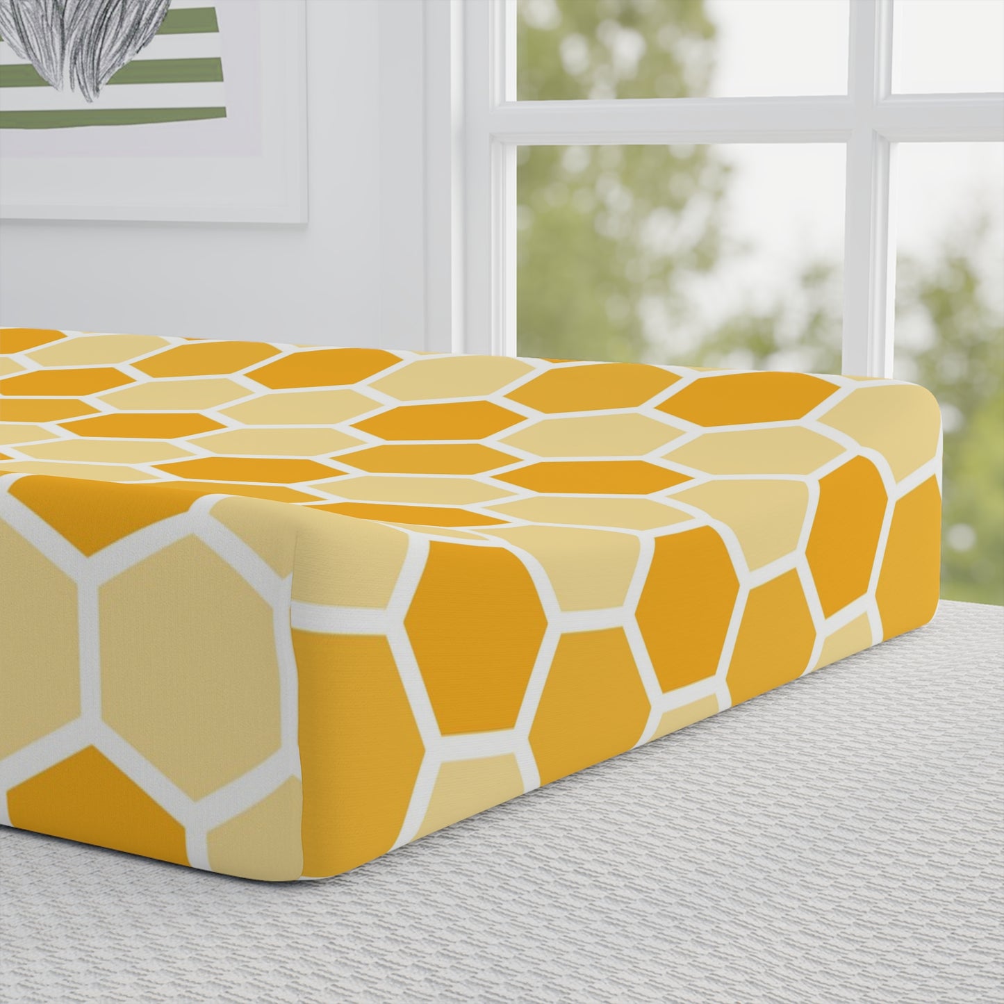 Bee Honeycomb Baby Changing Pad Cover — Personalized Name Option