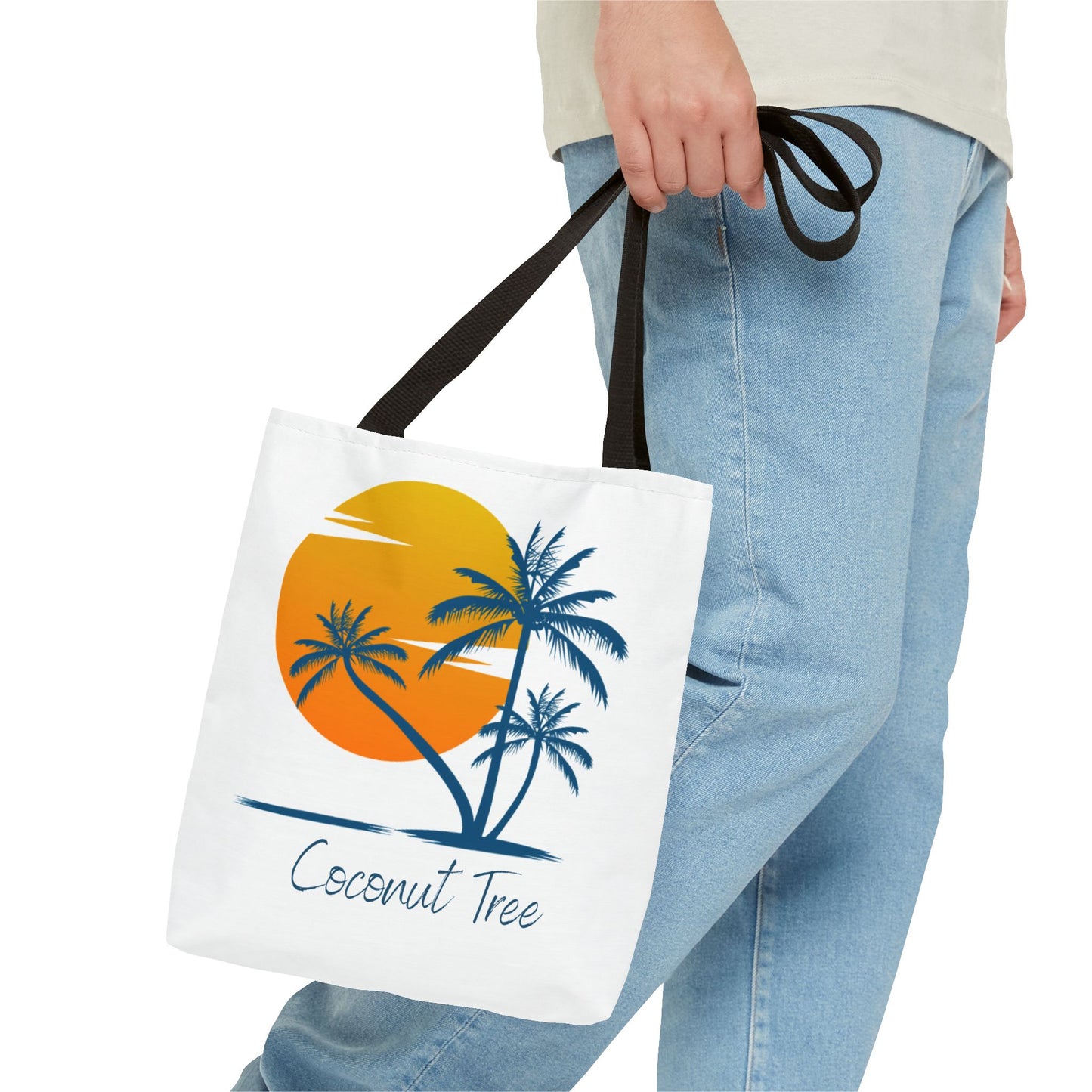 Coconut Tree Tote Bag — Tropical Sunset Beach Canvas Tote