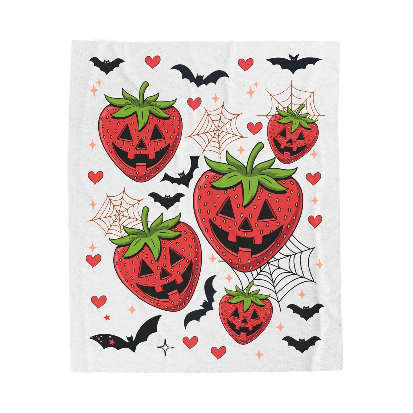 Halloween Strawberry Plush Blanket, Cozy Throw for Fall Decor, Cute Halloween Gift, Spooky Seasonal Blanket, Warm Home Accessory