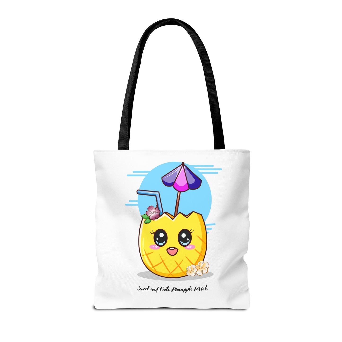 Pineapple Picnic Tote Bag — Cute Kawaii Tropical Drink Design