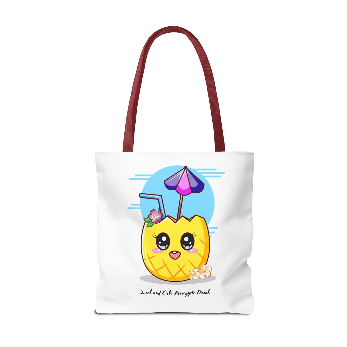 Pineapple Picnic Tote Bag — Cute Kawaii Tropical Drink Design