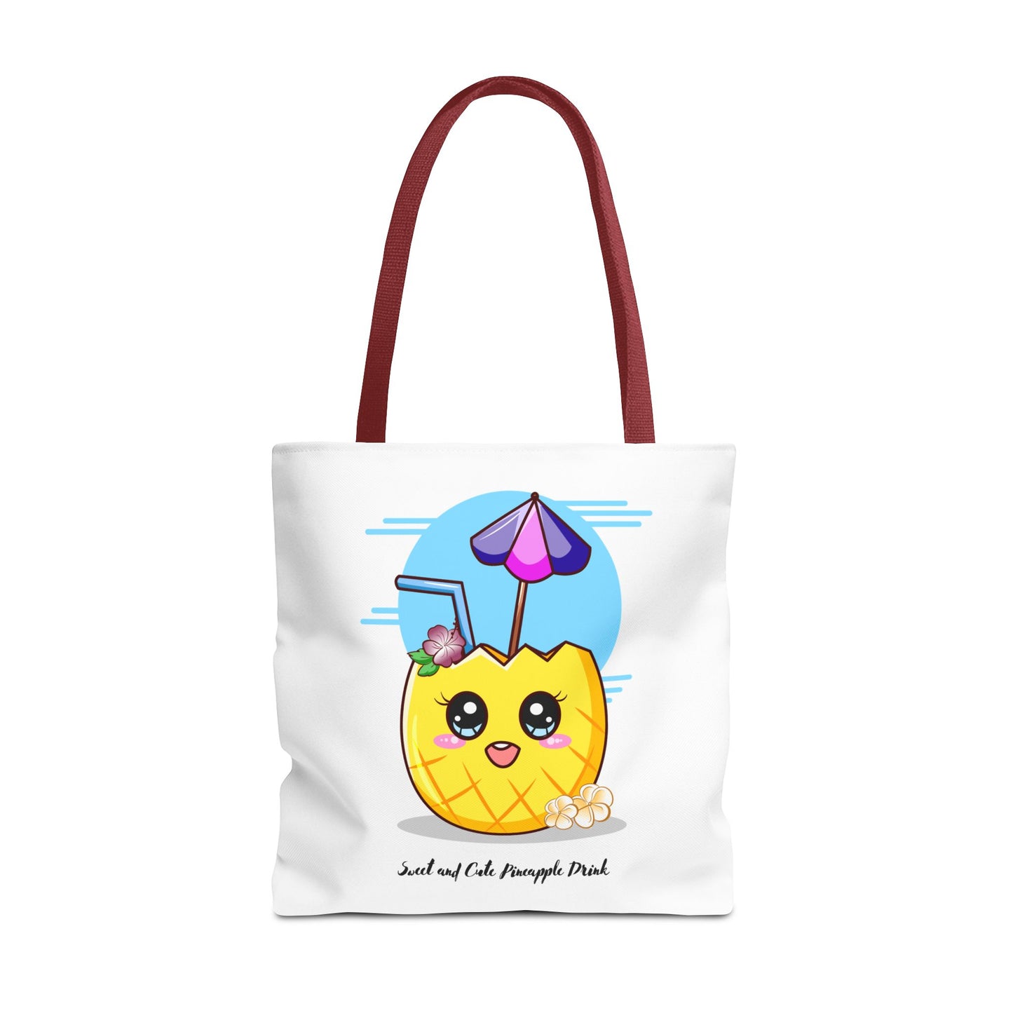 Pineapple Picnic Tote Bag — Cute Kawaii Tropical Drink Design