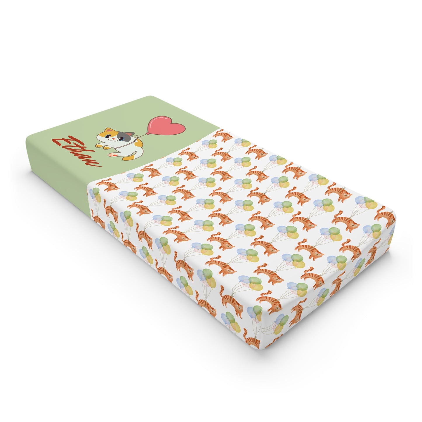 Fox & Ball Baby Changing Pad Cover — Personalized Woodland Nursery Changing Mat