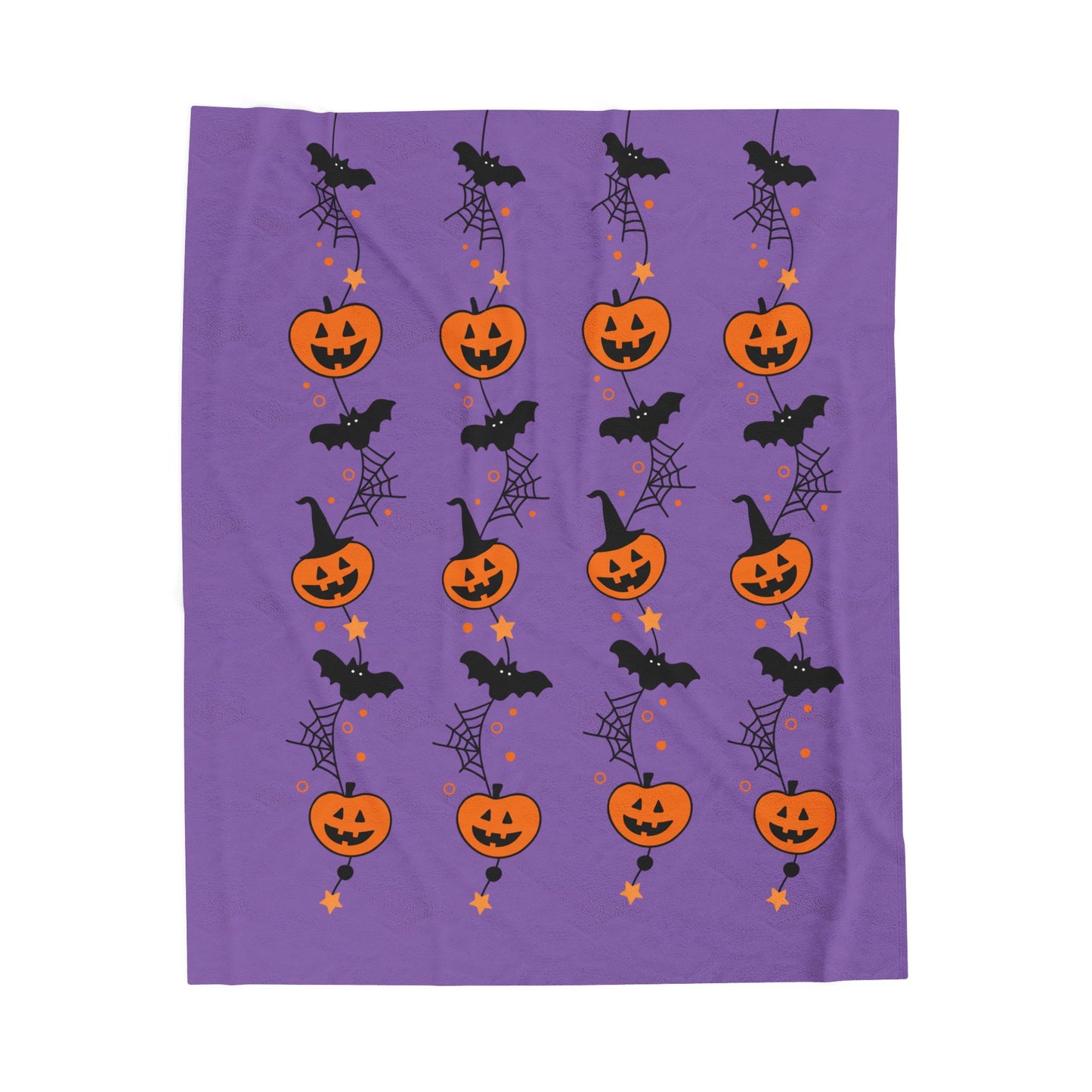 Halloween Velveteen Plush Blanket, Cozy Throw for Fall, Pumpkin and Bat Decor, Perfect for Spooky Season, Couch Blanket