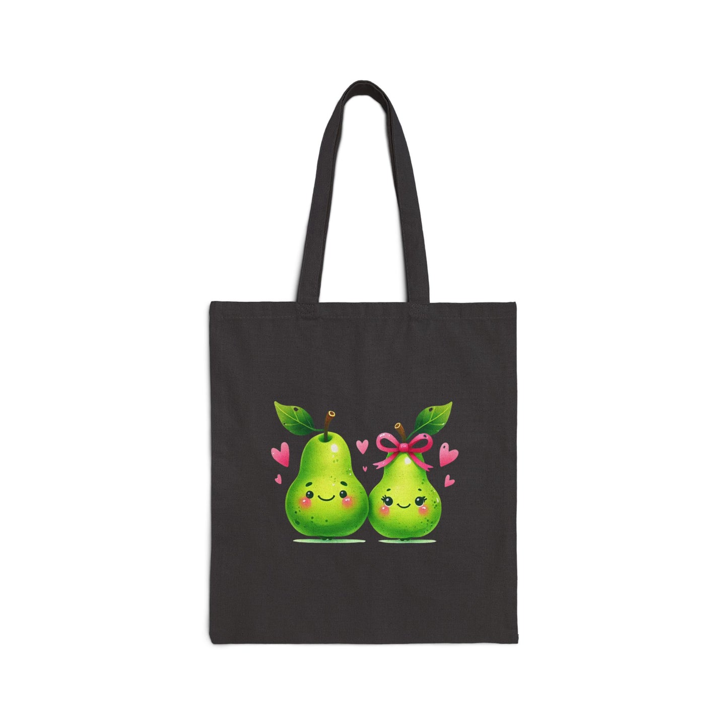 Pear Couple Canvas Tote Bag — Cute Kawaii Fruits Reusable Grocery Bag